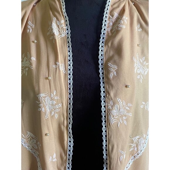 80's vintage Lacy After Noon coquette boho floral patchwork duster - Picture 5 of 8